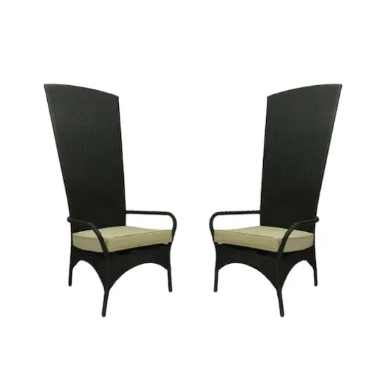 Black Resin Wicker Outdoor Patio King Chairs Set {1}