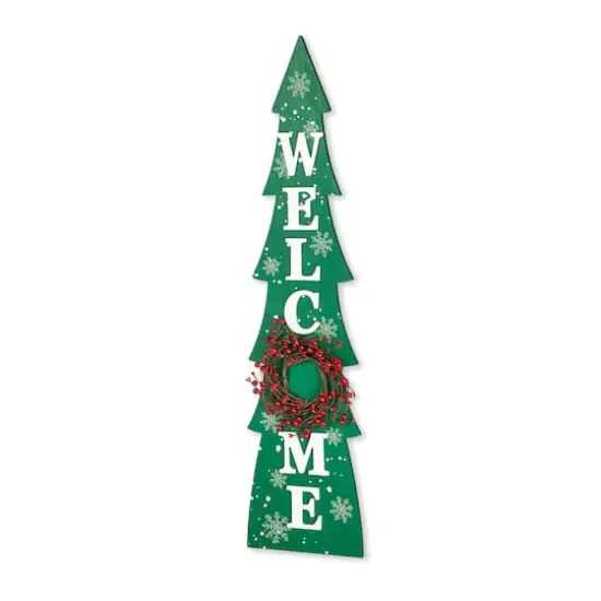 Glitzhome® 3.5ft. Wooden Welcome Christmas Tree Porch Sign {1}