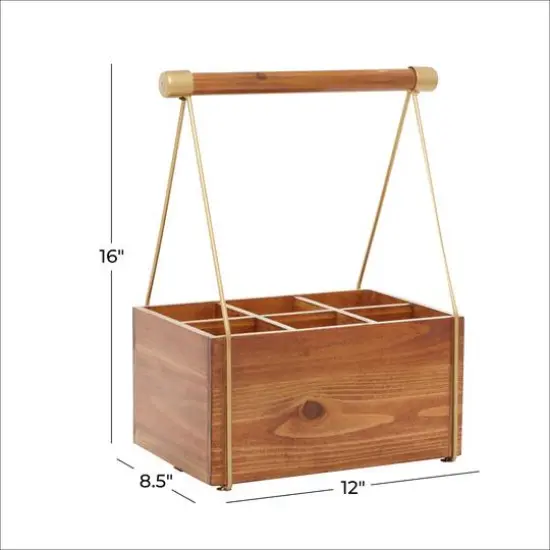 16" Brown Wood Modern Farmhouse Style Wine Rack {6}