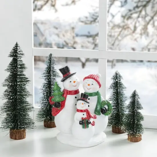 Glitzhome&reg; 10.25" Christmas Resin Snowman Family Table Decor {3}