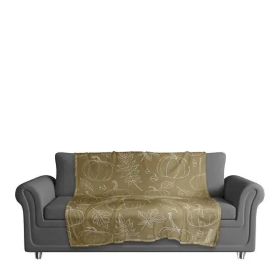Mustard Yellow Fall Patterned Coral Fleece Blanket {4}