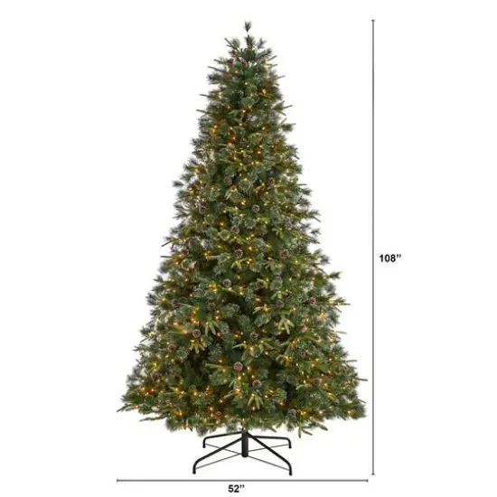 9ft. Pre-Lit Snow Tipped Clermont Mixed Pine Artificial Christmas Tree, Clear Lights {8}