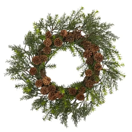 22" Cedar & Pinecone Artificial Wreath {1}