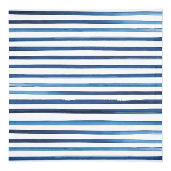 Watercolor Blue Stripes Cotton Twill Napkin {1}