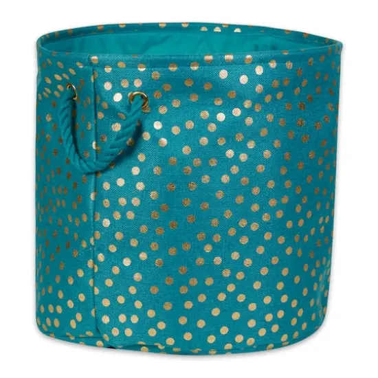 DII&reg; 15" Round Dots Fabric Bin Teal {1}