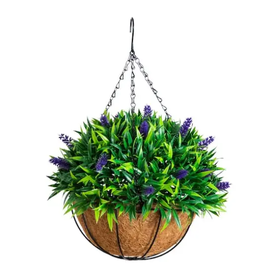 18in. UV Resistant Artificial Lavender Hanging Basket (Indoor/Outdoor) {1}