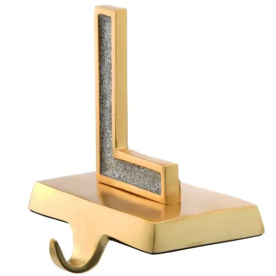 5" Gold Outlined with Silver Sparkle NOEL Stocking Holder {9}