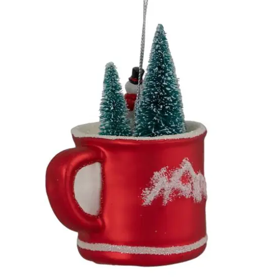 4.25" Christmas Trees & Snowman in a Cup Glass Ornament {4}