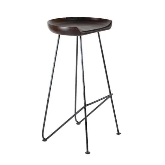 Brown Iron & Wood Rustic Stool {1}