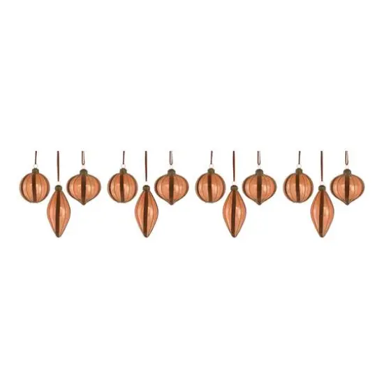 12ct. Glittery Copper Mixed Glass Holiday Ornaments  {7}