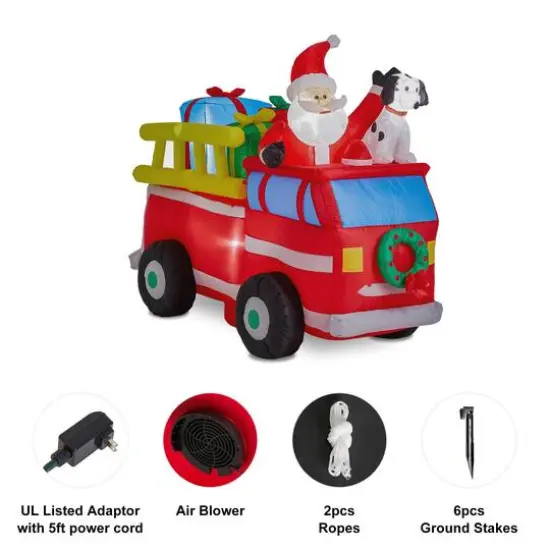 Glitzhome&reg; 7ft. Inflatable Santa in Truck With Lights {6}