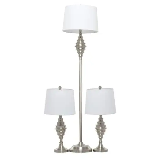 Set of 3 Silver Iron Coastal Table Lamp, 59" x 10" x 10" {1}