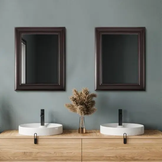 Head West 30" Espresso Framed Wall Vanity Mirror {10}