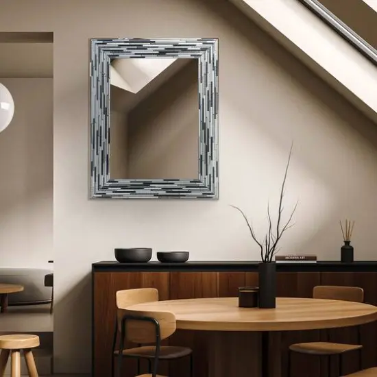 Head West Frameless Reeded Mosaic Printed Wall D&eacute;cor Mirror Black {13}