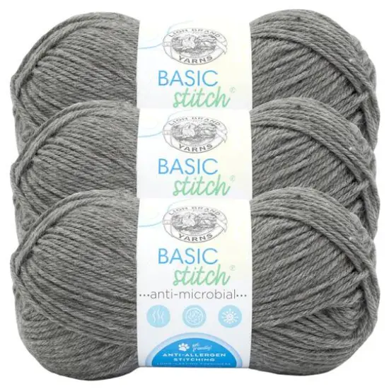 3 Pack Lion Brand&reg; Basic Stitch Antimicrobial Yarn Smoke {1}