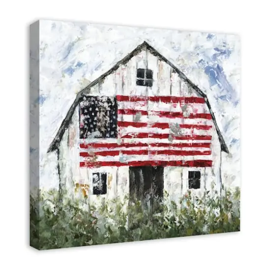 White Rustic Patriotic Barn I Canvas Wall Art {4}