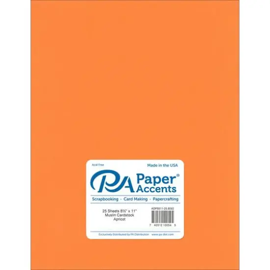 PA Paper™ Accents Muslin 8.5" x 11" 73lb. Cardstock, 25 Sheets Apricot {1}