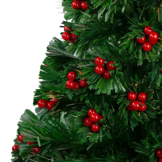 3ft. Fiber Optic Color Changing Artificial Christmas Tree with Red Berries {4}