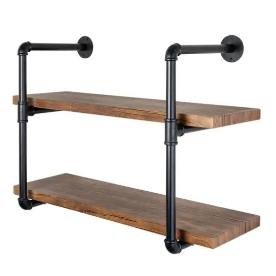 Honey Can Do Black 2-Tier Industrial Wall Shelf {6}