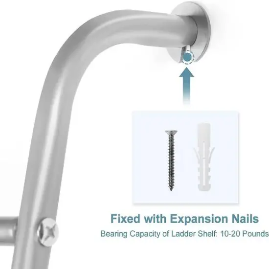 NEX&trade; 5ft. 5-Tier Silver Wall-Mounted Metal Towel Ladder {8}