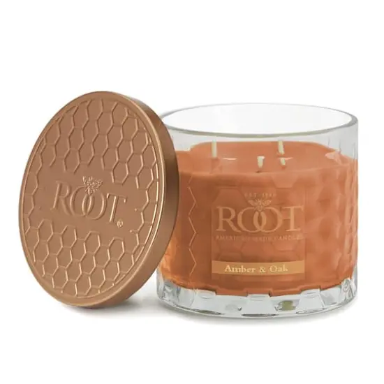 Root Candles Signature 3-Wick Honeycomb Beeswax Blend Jar Candle Amber and Oak {1}