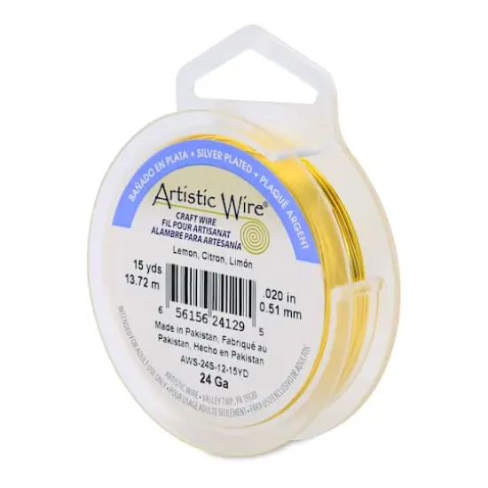 Artistic Wire&reg; 24 Gauge Silver Plated Tarnish Resistant Colored Copper Craft Wire, 15yd. Lemon {1}