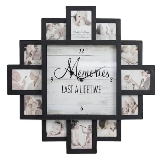 Black"Lifetime Memories" Picture Frame Wall Collage Clock {6}