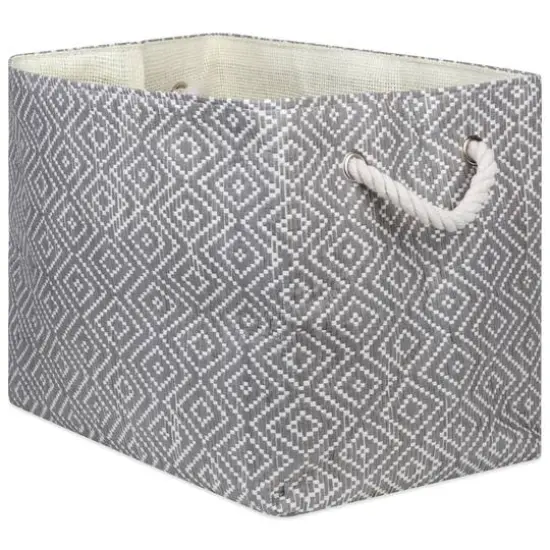 DII&reg; Large Rectangle Diamond Basketweave Paper Bin Gray/White {1}
