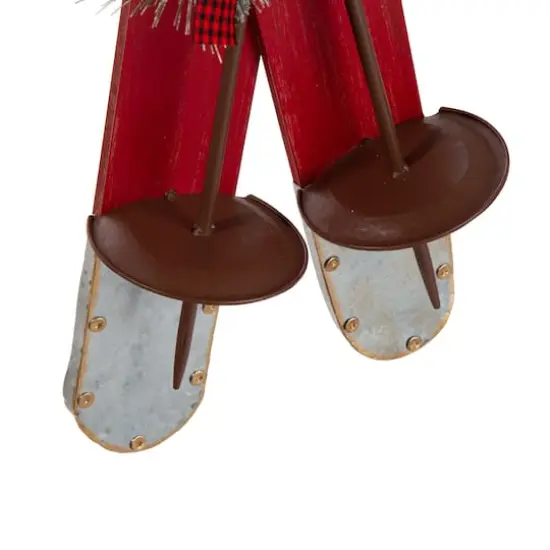 Glitzhome&reg; 35" Red Wooden & Galvanized Ski Porch D&eacute;cor {7}