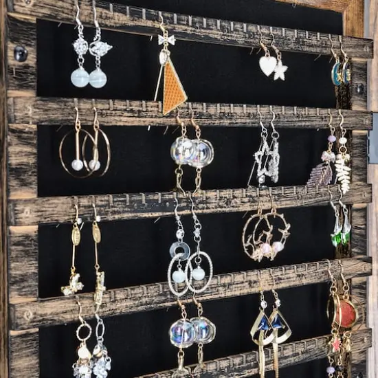 Classic Brown Rotatable 2-in-1 Lockable Jewelry Cabinet {5}