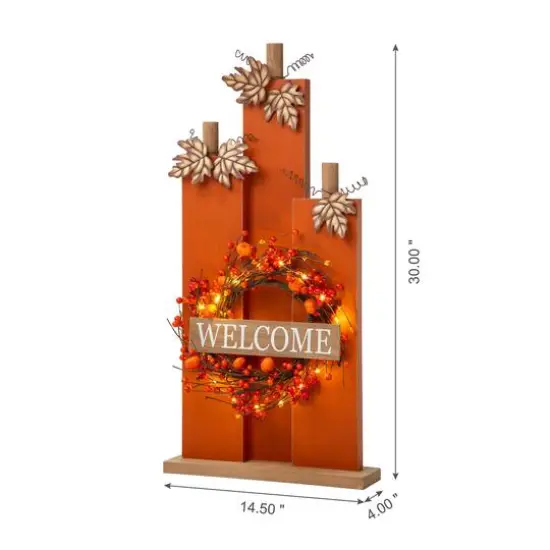 Glitzhome&reg; 30" Fall Lighted Pumpkin & Wreath D&eacute;cor {17}