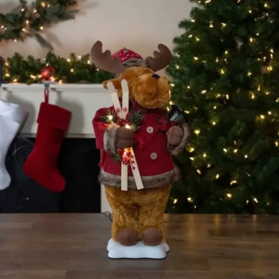 24" Lighted & Animated Musical Moose Christmas Figure {3}