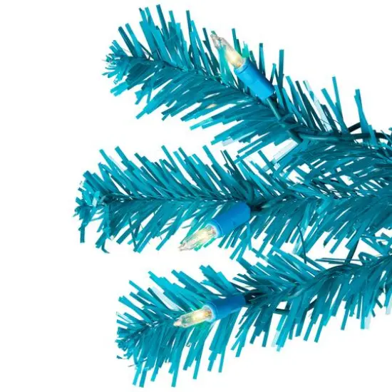 7ft. Pre-Lit Medium Turquoise Pine Artificial Christmas Tree, Clear Lights {6}