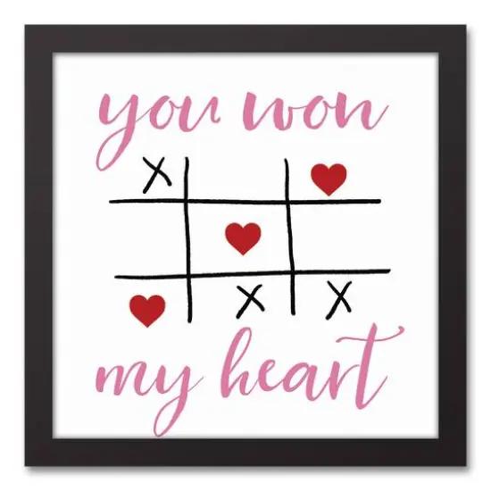 You Won My Heart Black Framed Canvas Wall Art {1}