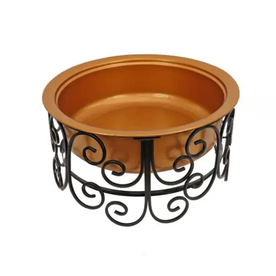 30" Deep Bowl Copper Fire Pit with Stand & Screen {6}