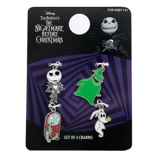 Disney&reg; Nightmare Before Christmas Silver Enamel Charm Set {4}