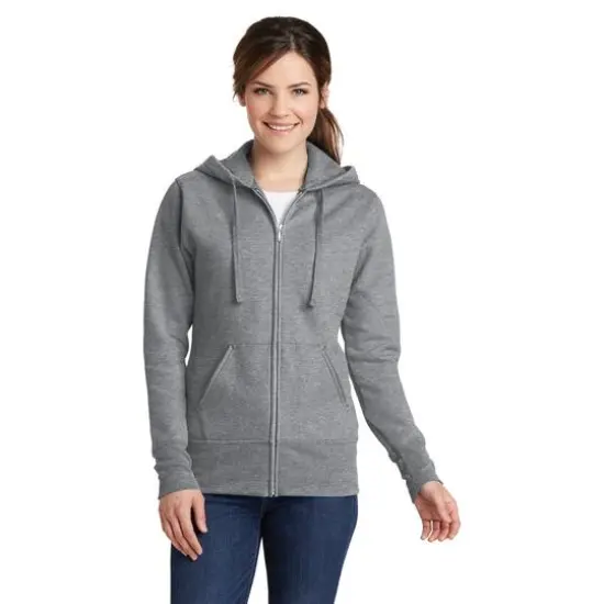 Port & Company&reg; Ladies Core Fleece Full-Zip Hooded Sweatshirt Athletic Heather {3}