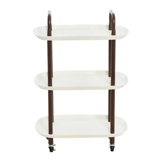 Hello Honey&reg; Main + Mesa&trade; 3-Tier Modern Plastic and Metal Trolley White and Brown {6}