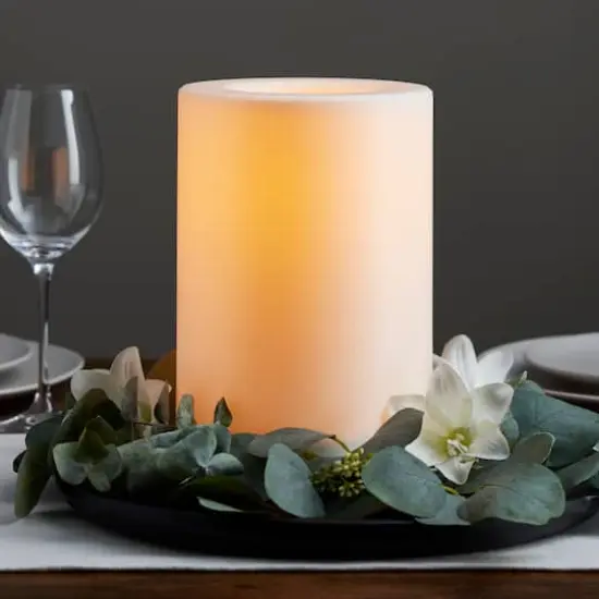 White 6" x 9" LED Outdoor Pillar Candle By Ashland&reg; {3}