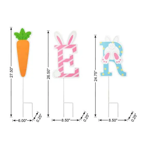 Glitzhome&reg; 49.5" Set of 6 Easter Icon Metal Yard Stake {9}