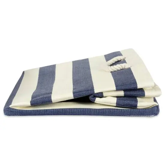 DII&reg; 16" Striped Woven Paper Storage Cube Nautical Blue {6}
