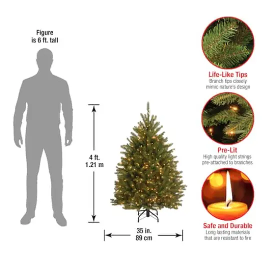 4 ft. Pre-Lit Dunhill&reg; Fir Full Artificial Christmas Tree, Clear Lights {7}