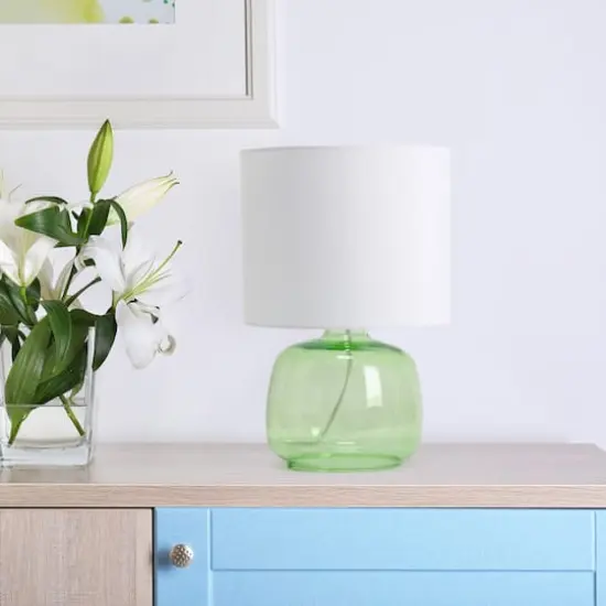 Simple Designs Green & White Glass Table Lamp {3}