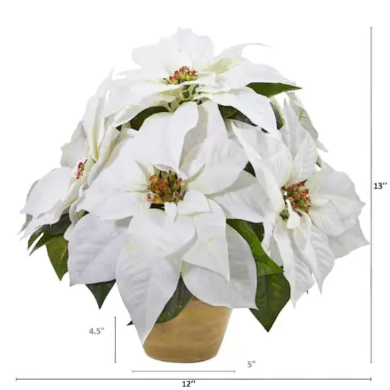 13" Poinsettia Arrangement in Ceramic Vase {3}