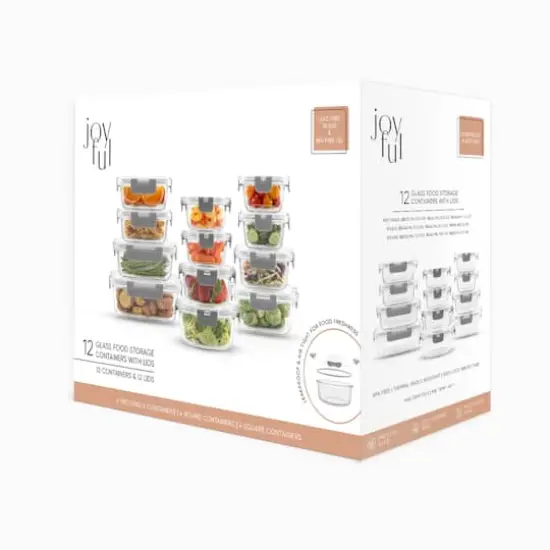 JoyJolt&reg; Glass Storage Containers Set Light Gray {10}