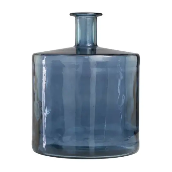 18" Blue Recycled Glass Spanish Bottleneck Vase {3}