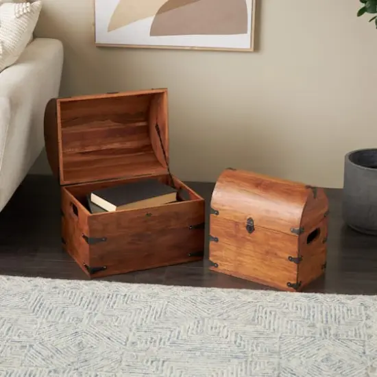Brown Arched Storage Chest Decorative Box Set {9}