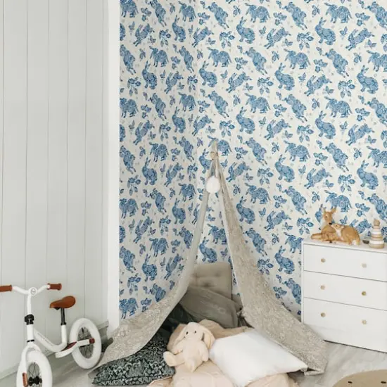 Surface Style Bunny Hop Peel & Stick Wallpaper Porcelain Blue {6}