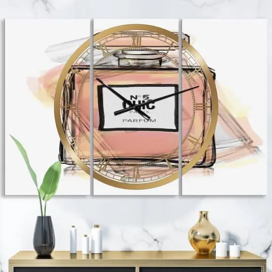 Designart Chic Nr 5 Paris Parfum V Oversized Fashion Multipanel Wall Clock {3}