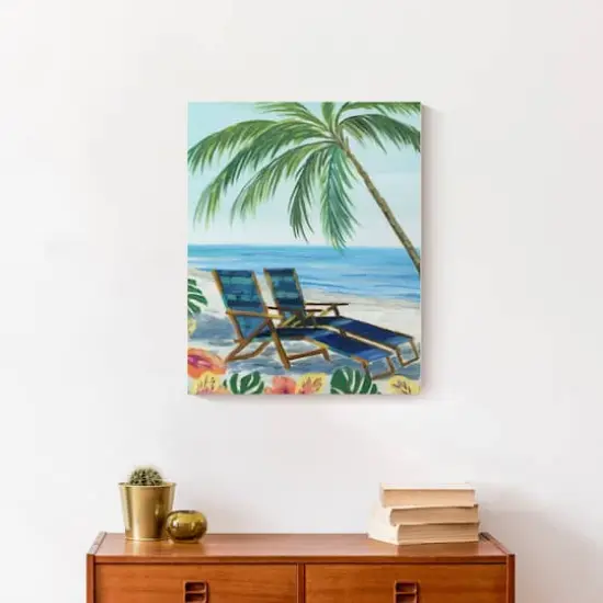 Beach Lounge Chairs 16" x 20" Canvas Wall Art {5}